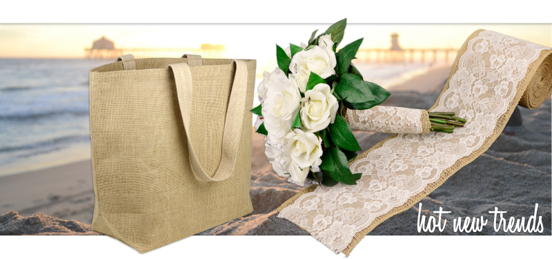 Wholesale Jute Beach Bag & Ivory Lace Ribbon