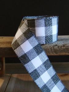 Black and White Check Faux Linen Ribbon   - 1.5" x 10yd 