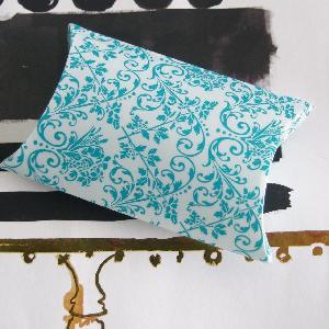 Turquoise & White Damask Print Pillow Boxes - 144pcs/inner case, 864pcs/ master case