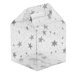 Clear Square Box with Silver Stars and Gabled Handle