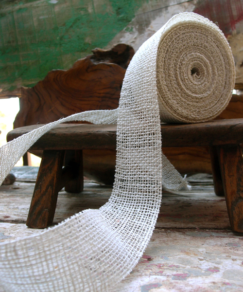 White Burlap Jute Ribbon 2"