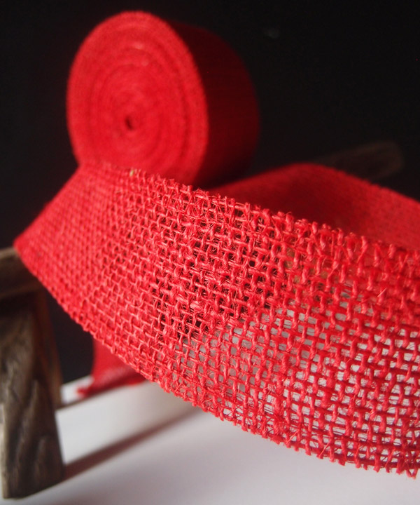 Red Burlap Jute Ribbon 2"