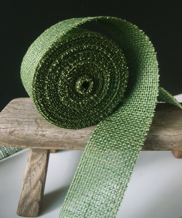 Green Burlap Jute Ribbon 2"