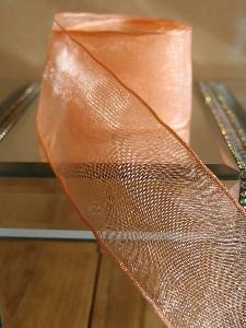 Peach Sheer Ribbon with Wired Edge