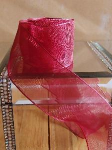 Burgundy Sheer Ribbon with Wired Edge