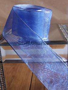 Royal Blue Sheer Ribbon with Wired Edge
