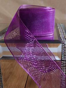 Purple Sheer Ribbon with Wired Edge