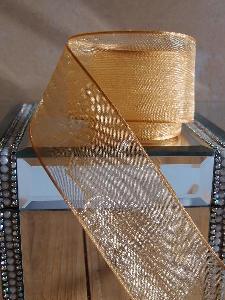 Gold Sheer Ribbon with Wired Edge