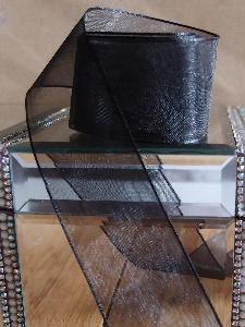 Black Sheer Ribbon with Wired Edge