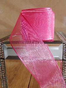 Shocking Pink Sheer Ribbon with Wired Edge