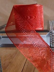 Crimson Sheer Ribbon with Wired Edge