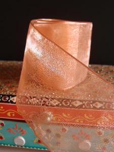 Peach Sheer Ribbon with Wired Edge