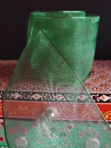 Hunter Green Sheer Ribbon with Wired Edge