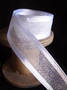 White Sheer Ribbon with Satin Wired Edge
