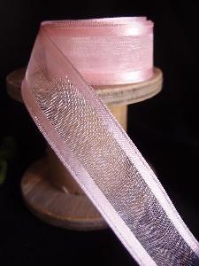 Pink Sheer Ribbon with Satin Wired Edge