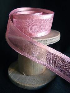 Mauve Sheer Ribbon with Satin Wired Edge