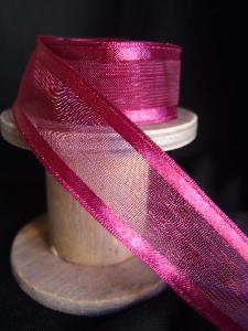 Burgundy Sheer Ribbon with Satin Wired Edge