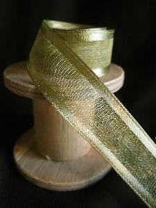 Moss Sheer Ribbon with Satin Wired Edge