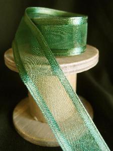 Hunter Green Sheer Ribbon with Satin Wired Edge