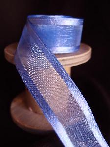 Royal Blue Sheer Ribbon with Satin Wired Edge