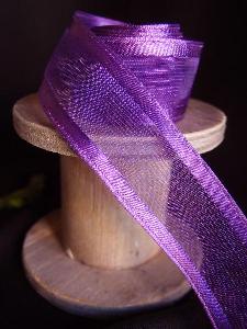 Purple Sheer Ribbon with Satin Wired Edge