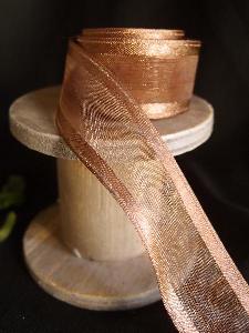 Copper Sheer Ribbon with Satin Wired Edge