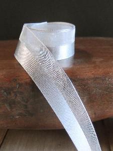 White Satin and Sheer Ribbon - 7/8" x 50y