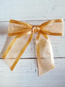 Gold Organza Pre-Tied Bows - 4.5" width