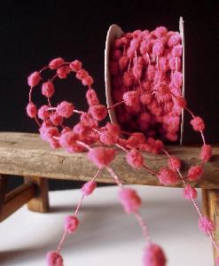 Wired Pink Pom Pom Trim - 25yd