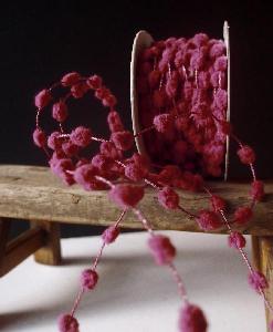 Wired Burgundy Pom Pom Trim - 25yd