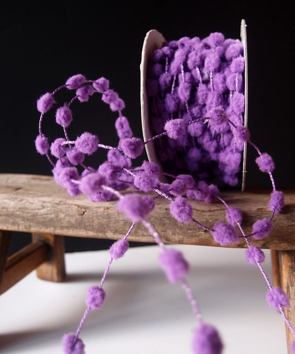 Wired Purple Pom Pom Trim - 25yd