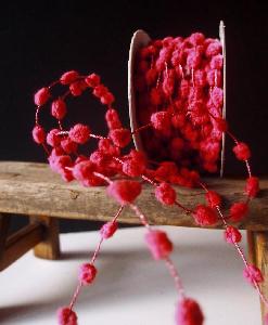 Wired Red Pom Pom Trim - 25yd