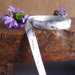 Lavender Print Satin Ribbon - 3/8" x 20 yds