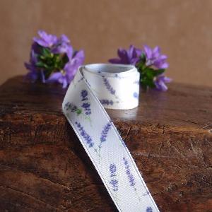 Lavender Print Satin Ribbon - 5/8" x 20 yds