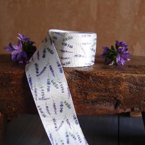 Lavender Print Satin Ribbon - 1.5" x 20 yds