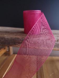 Burgundy Sheer Ribbon with Monofilament Edge