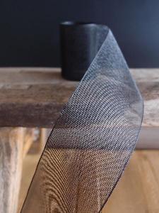 Black Sheer Ribbon with Monofilament Edge