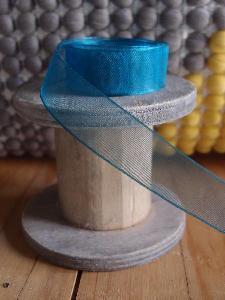 Teal Sheer Ribbon with Monofilament Edge