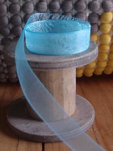 Blue Sheer Ribbon with Monofilament Edge - 5/8" x 100y