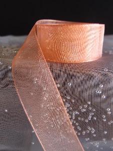 Peach Sheer Ribbon with Monofilament Edge