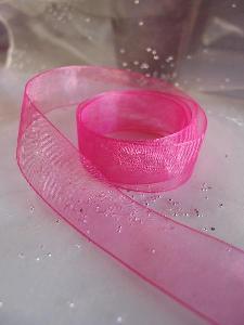 Shocking Pink Sheer Ribbon with Monofilament Edge