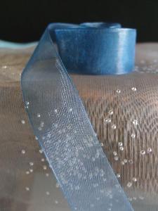 Smoky Blue Sheer Ribbon with Monofilament Edge