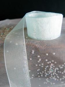 Aqua Sheer Ribbon with Monofilament Edge