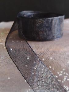 Black Sheer Ribbon with Monofilament Edge