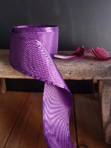 Eggplant Taffeta Ribbon with Wired Edge - 1.5" x 50Y