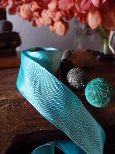 Turquoise Taffeta Ribbon with Wired Edge