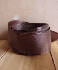 Dark Brown Taffeta Ribbon with Wired Edge