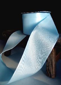 Light Blue Taffeta Ribbon with Wired Edge - 2.5" x 25Y