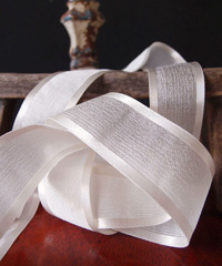 Ivory Faux Linen Ribbon with Satin Edge
