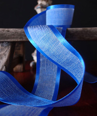 Royal Blue Faux Linen Ribbon with Satin Edge